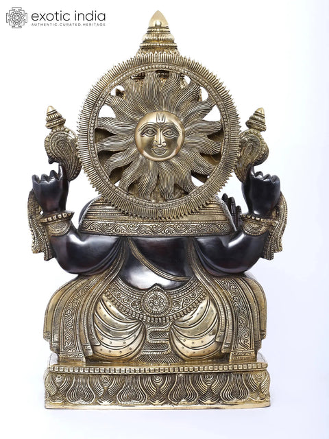 19" Superfine Blessing Surya Ganesha in Brass | Handmade | Made in India