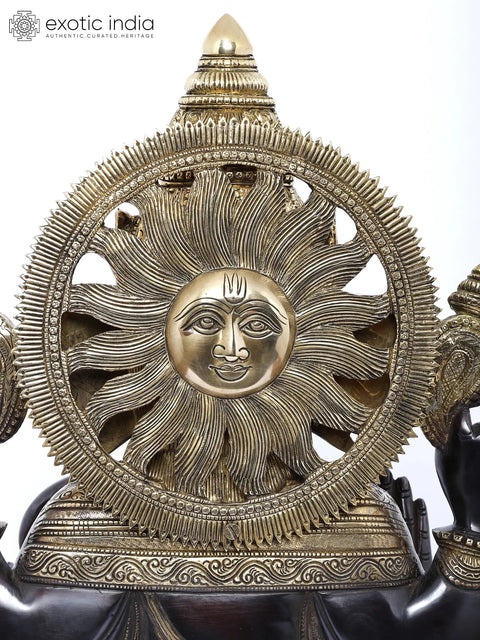 19" Superfine Blessing Surya Ganesha in Brass | Handmade | Made in India