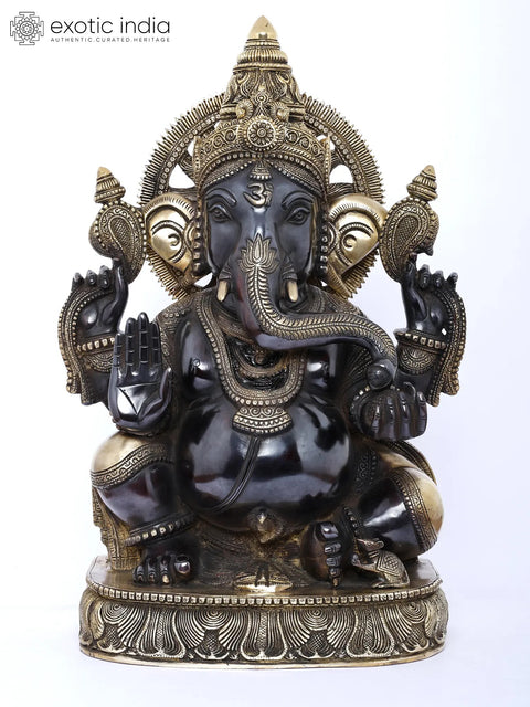 19" Superfine Blessing Surya Ganesha in Brass | Handmade | Made in India