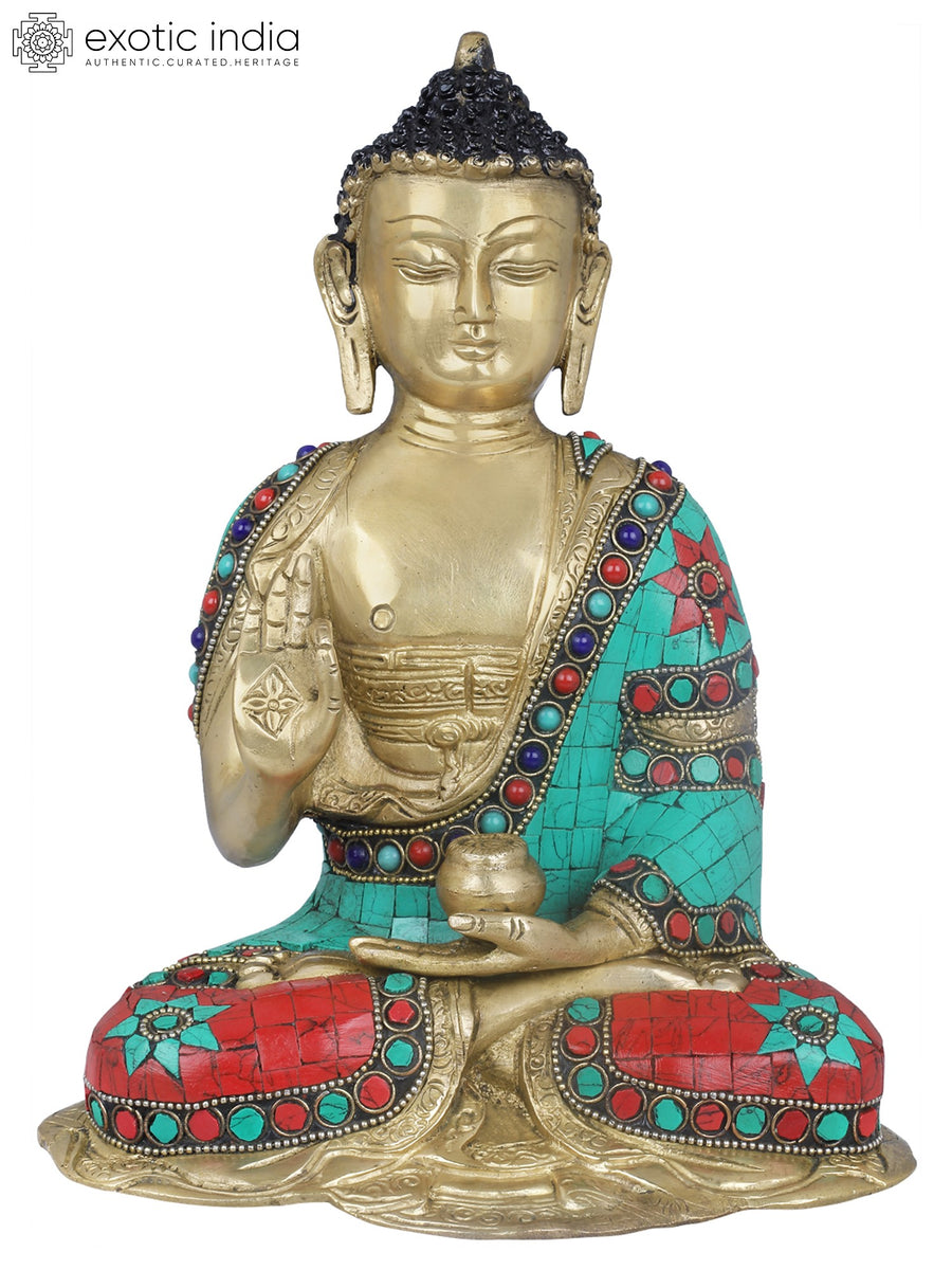 9" Gautama Buddha Tibetan Buddhist Brass Statue Handmade
