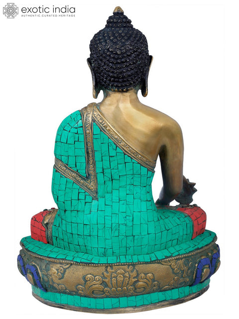 13" Lord Buddha Seated in Padmasana on Lotus Seat- Tibetan Buddhist In Brass | Handmade | Made In India