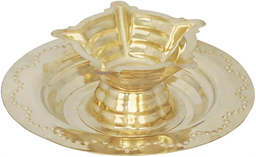 1" Five Wicks Brass Puja Lamp Pair Handmade