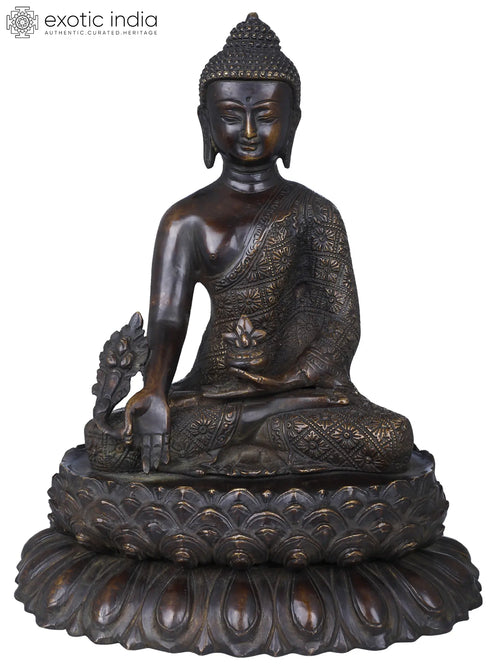 11" Myrobalan Buddha Handmade Brass Statue