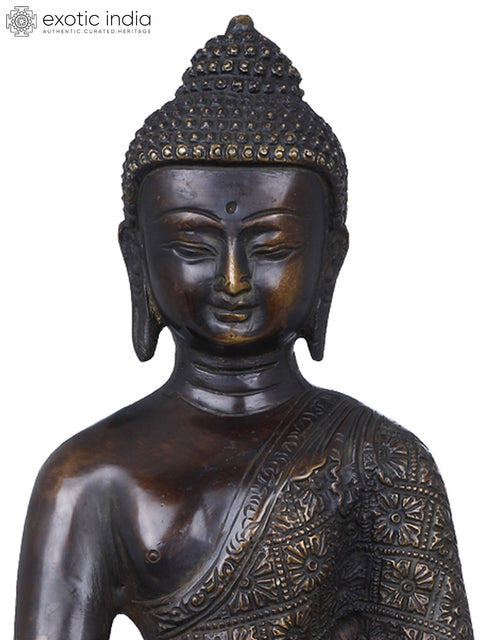 11" Myrobalan Buddha In Brass | Handmade | Made In India