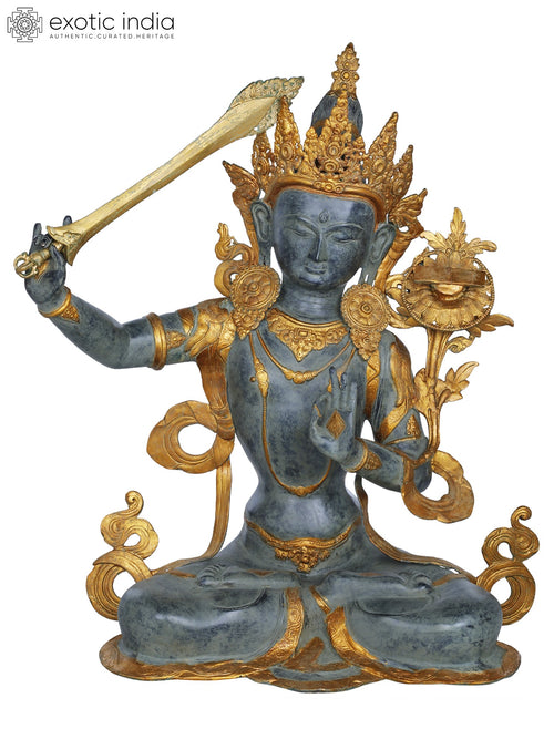 31" Bodhisattva Manjushri Brass Statue Handmade