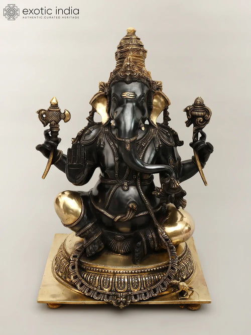 20" Handmade Brass Ganesha Abhaya Statue for Home Pooja