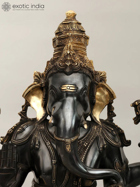 20" Superfine Ganesha Granting Abhaya | Handmade Brass Statue