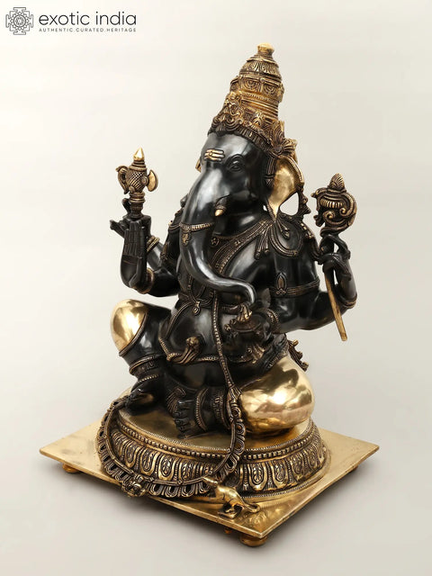 20" Superfine Ganesha Granting Abhaya | Handmade Brass Statue