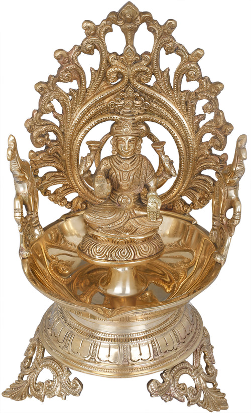 Goddess Gajalakshmi Brass Diya Lamp for Pooja