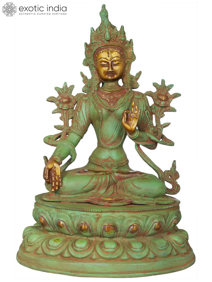 13" White Tara Tibetan Buddhist Brass Statue Handmade