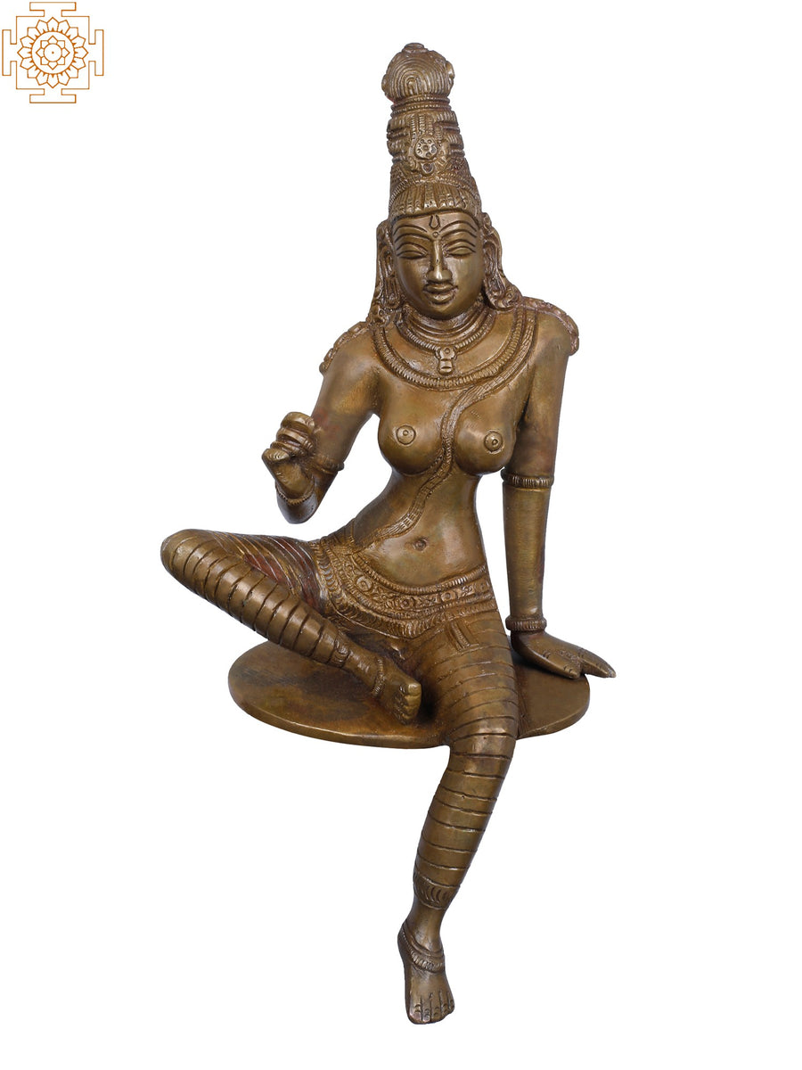 9" Goddess Uma Parvati Handmade Brass Statue for Pooja