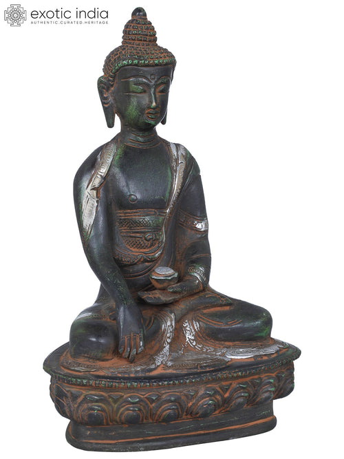 8" Handmade Brass Buddha Mara Vijaya Mudra Tibetan Statue