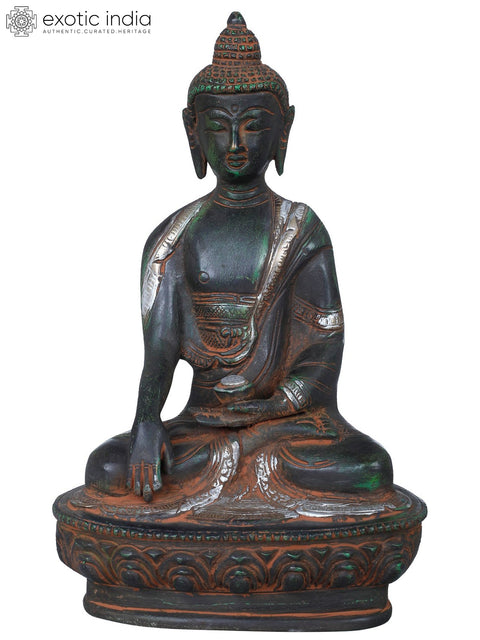 8" Buddha in Mara Vijaya Mudra (Bhumisparsha) Tibetan Buddhist In Brass | Handmade | Made In India