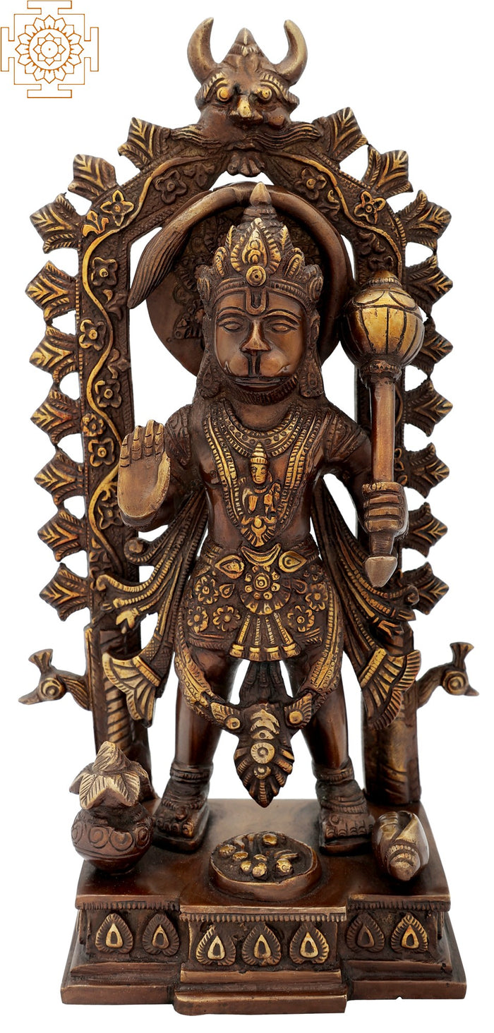 12" Handmade Hanuman Brass Statue for Home Pooja