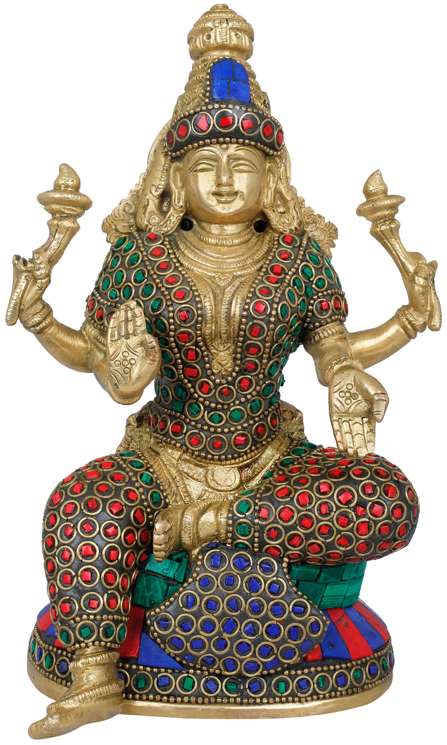 8" Devi Lakshmi Handmade Brass Idol for Pooja
