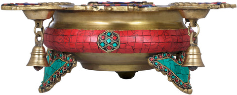 Inlay Urli with Attached Lamps and Bells
