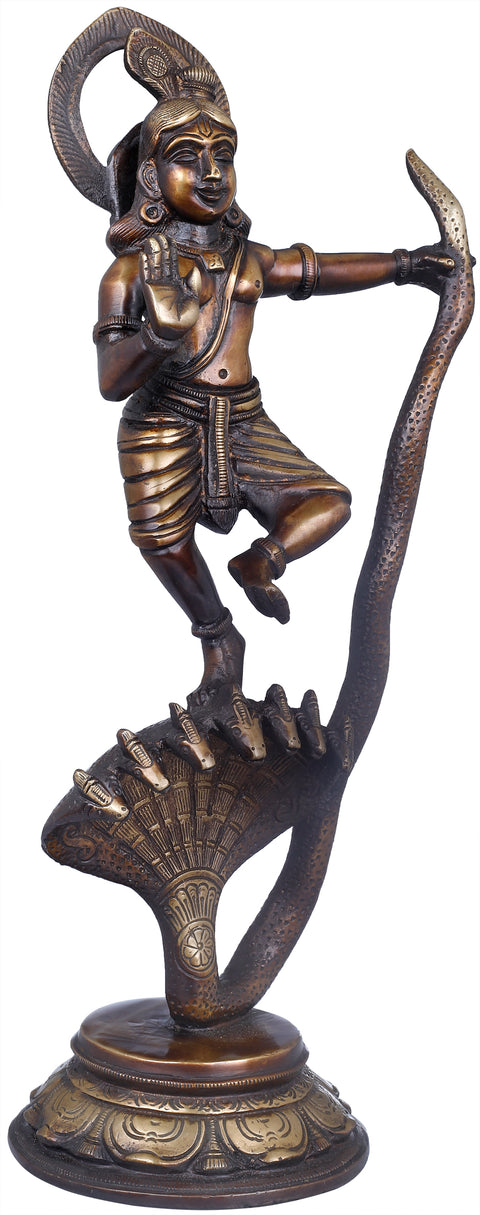 13" Kaliya Vijaya Lila of Shri Krishna In Brass