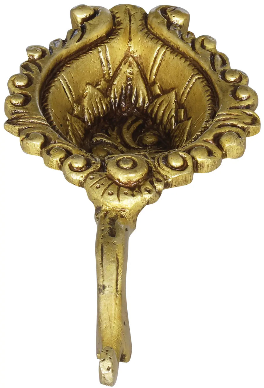 Handmade Brass Handheld Puja Diya for Home Pooja