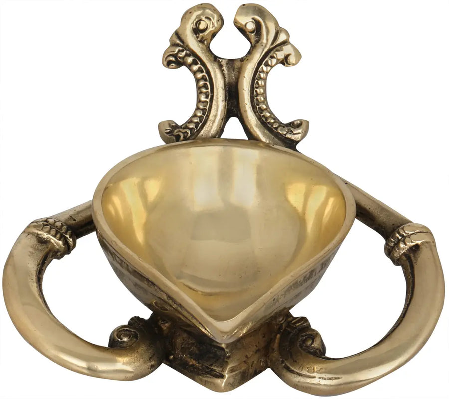 Heart Shaped Brass Deepam Lamp for Pooja