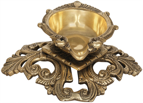 Heavy Design Brass Puja Diya for Home Pooja