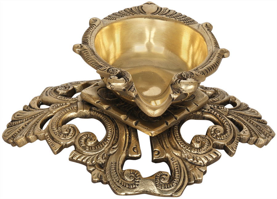 Heavy Design Brass Puja Diya for Home Pooja