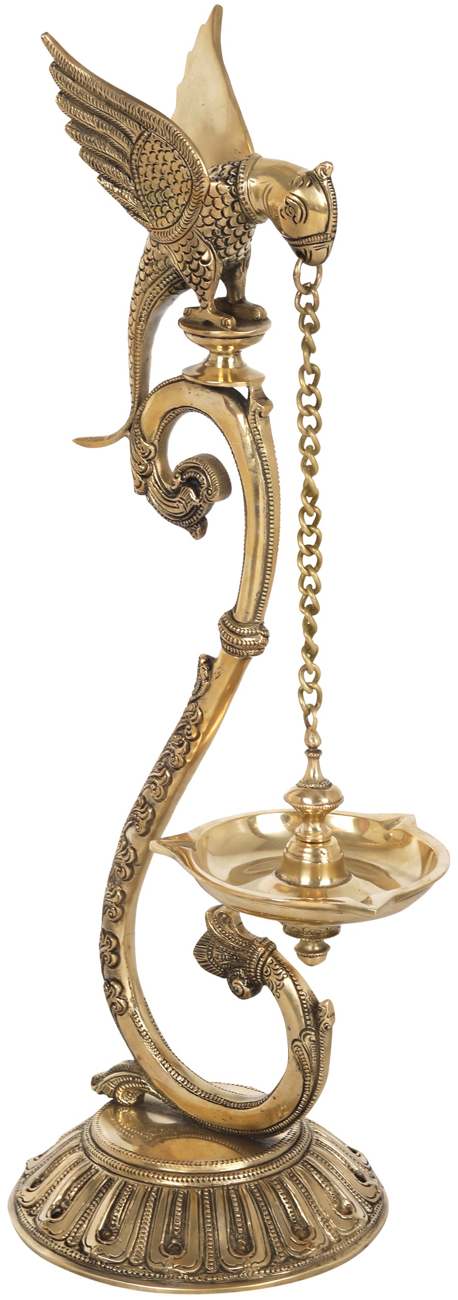21" Handmade Brass Parrot Lamp with Elegant Curved Design