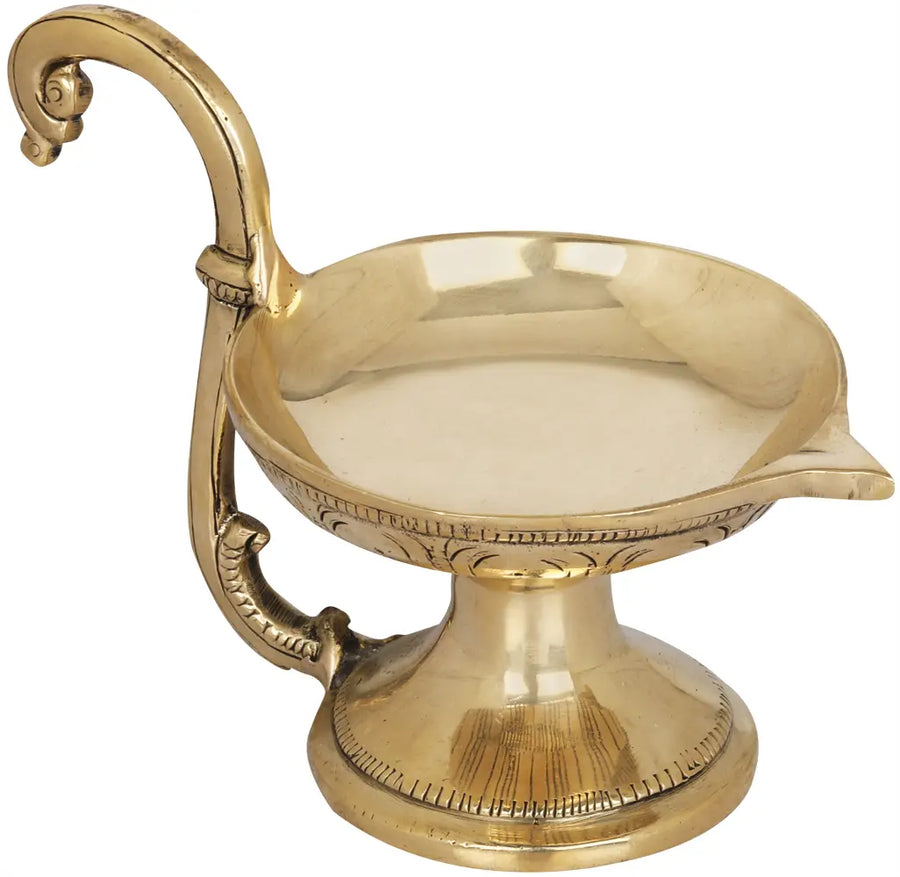 Brass Handheld Aarti Diya for Pooja