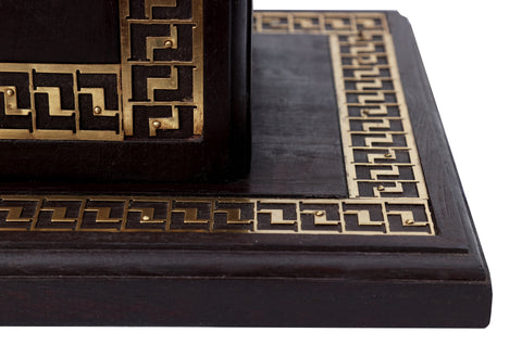 12" Designer Chowki with Dangling Ghungroos | Teakwood with Brass Inlay