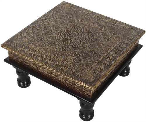 Flowery Brass Chowki Bajot Handmade Home Decor