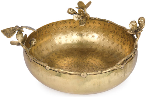 Handmade Butterfly Designer Brass Urli