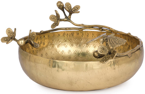 Handmade Butterfly Designer Brass Urli
