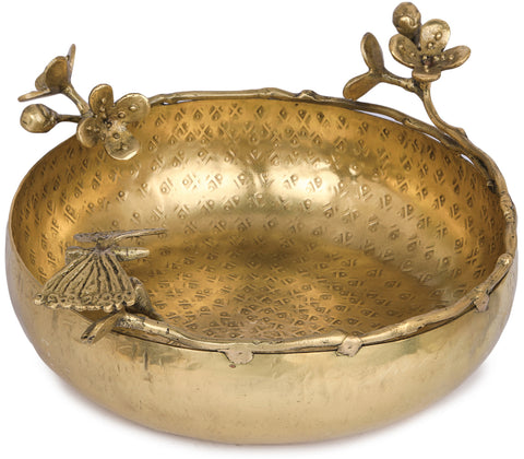 Handmade Butterfly Designer Brass Urli