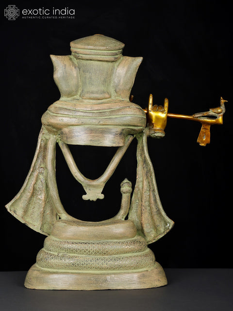 19" Stylized Fluting Ganesha In Brass | Handmade | Made In India
