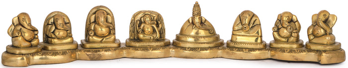 3" Ashtavinayak Eight Ganesha Handcrafted Brass Statue