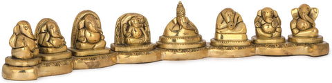 3" Ashtavinayak (Eight Ganesha) Brass Statue | Indian Handcrafted Idol