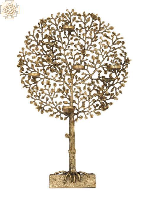 Tree of Life Brass Wax Diyas Holder with Five Cups