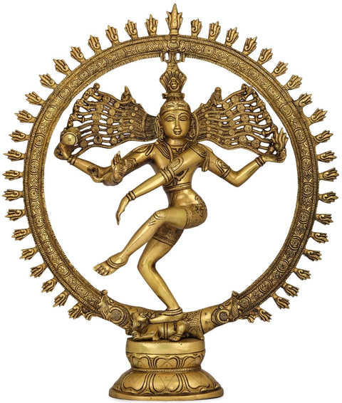 19" Lord Shiva as Nataraja Brass Sculpture | Indian Handcrafted Idol