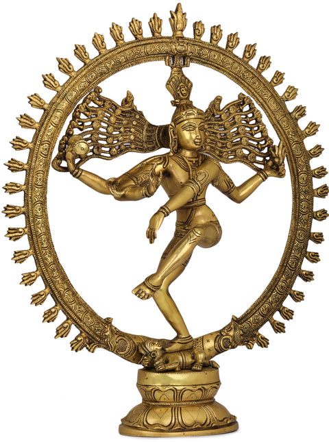 19" Lord Shiva as Nataraja Brass Sculpture | Indian Handcrafted Idol
