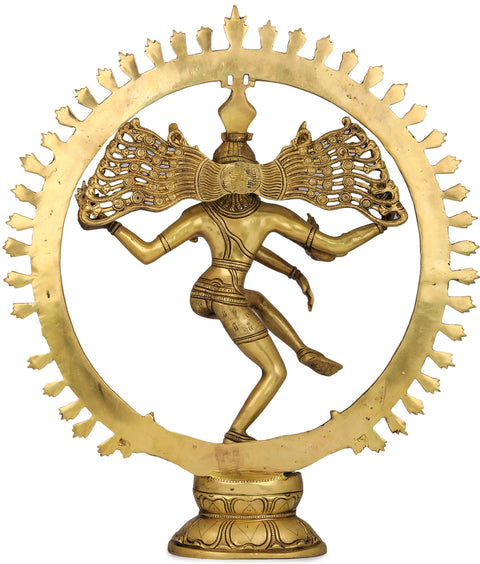 19" Lord Shiva as Nataraja Brass Sculpture | Indian Handcrafted Idol