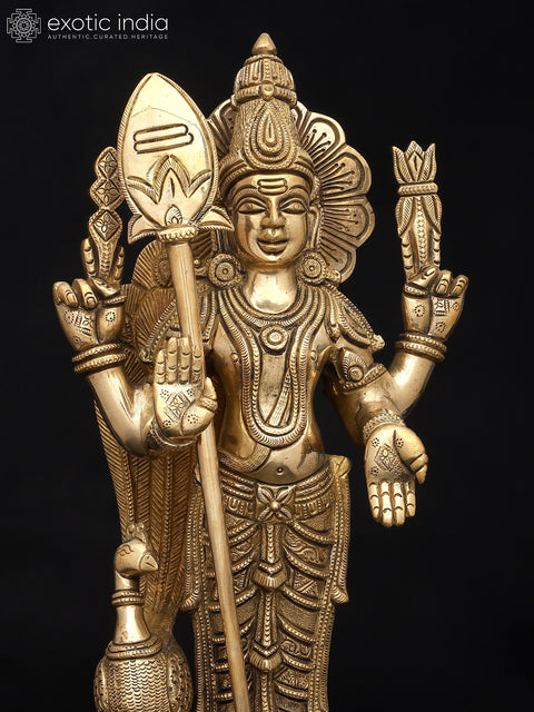 13" Superfine Kumara Karttikeya (Murugan Swami) In Brass | Handmade | Made In India
