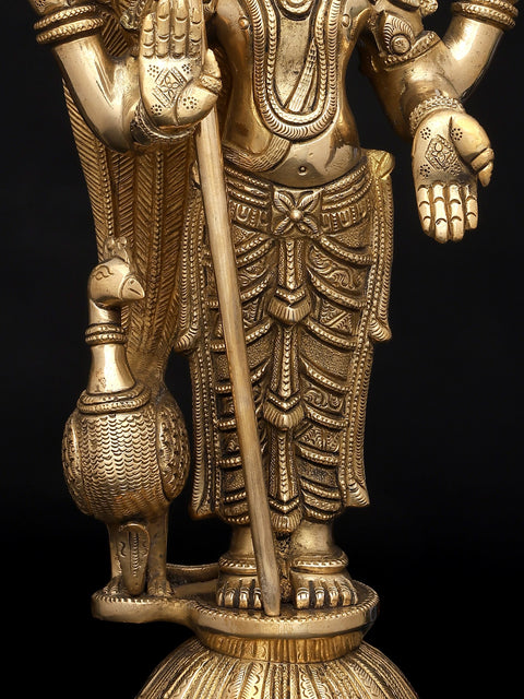 13" Superfine Kumara Karttikeya (Murugan Swami) In Brass | Handmade | Made In India