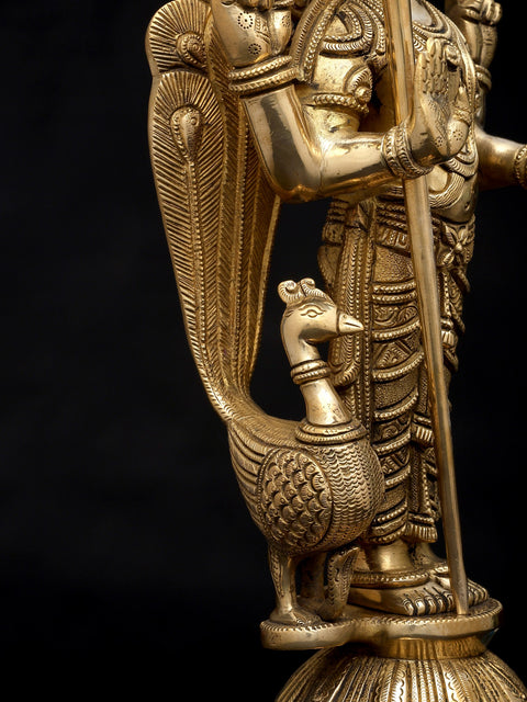 13" Superfine Kumara Karttikeya (Murugan Swami) In Brass | Handmade | Made In India