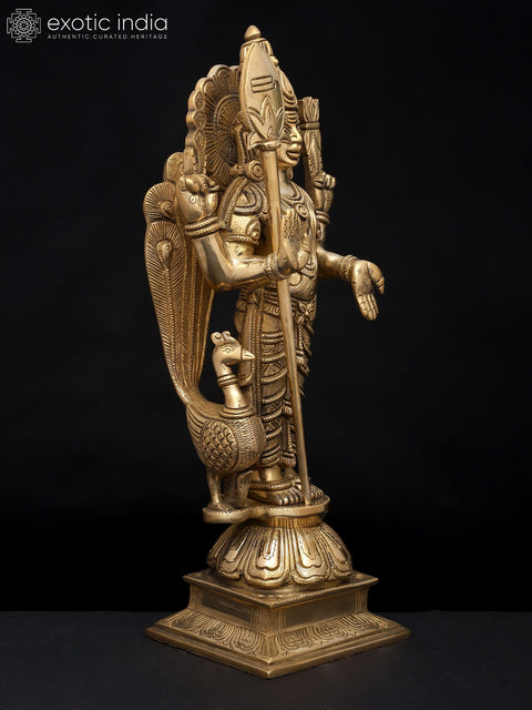 13" Superfine Kumara Karttikeya (Murugan Swami) In Brass | Handmade | Made In India