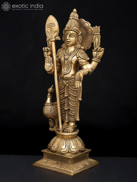 13" Superfine Kumara Karttikeya (Murugan Swami) In Brass | Handmade | Made In India