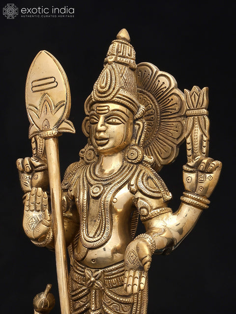 13" Superfine Kumara Karttikeya (Murugan Swami) In Brass | Handmade | Made In India