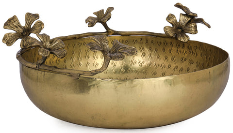 Handcrafted Designer Brass Urli with Blooming Flowers