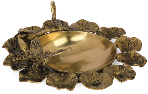 Designer Lotus Urli with Perched Bird and Butterfly