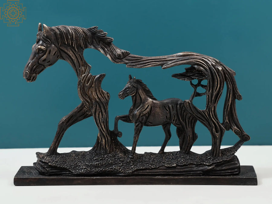 Stylized Brass Horse Statue Handmade