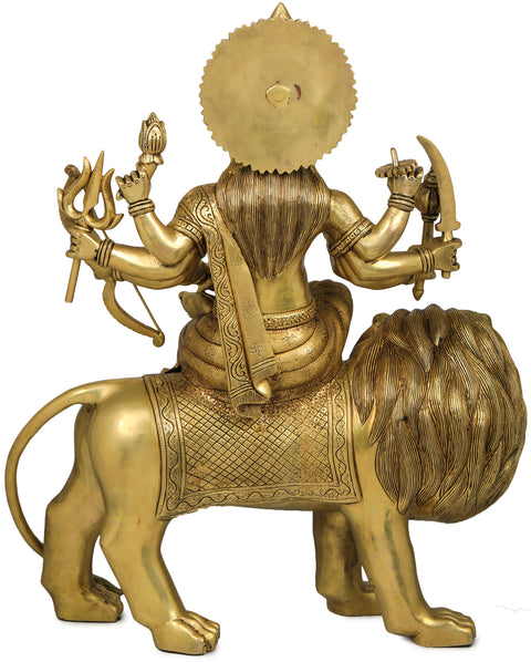 24" Finely Crafted Goddess Durga Brass Statue | Indian Handcrafted Idol