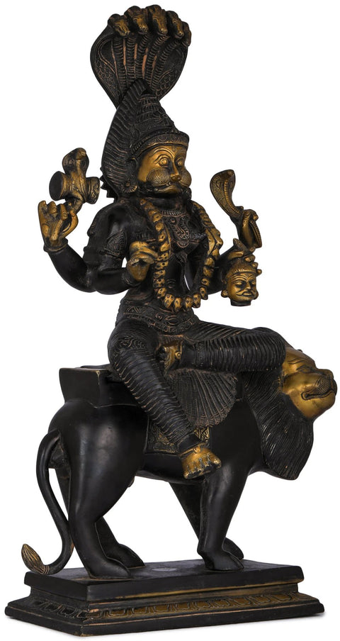 19" Sri Maha Pratyangira Devi (Atharvana Bhadrakali) Brass Statue: The Goddess to Counter Black Magic
